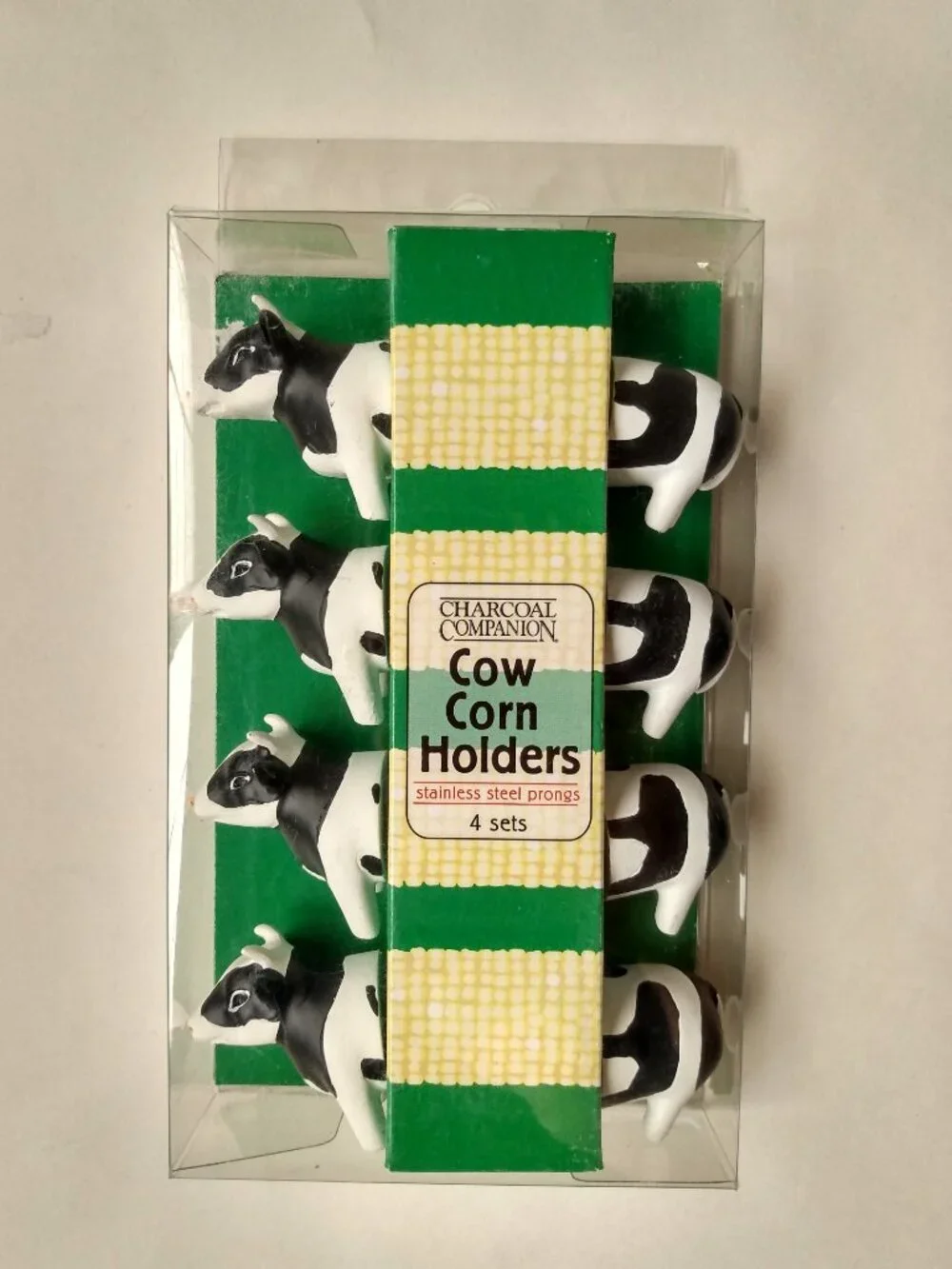 Charcoal Companion Set of 8 Cow Corn Cob Holders Stainless Steel Prongs New NIP